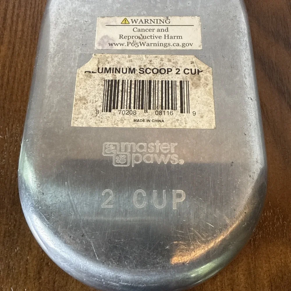 Master Paws 2 Cup Aluminum Scoop Heavy Duty Dog Cat Animal Food Scooper